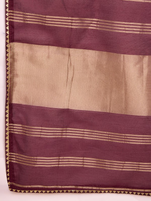 Bandhani printed with beautiful lace border maroon cotton silk saree