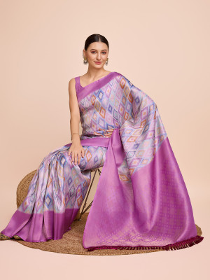 Lavender color ready to wear soft kanjivaram silk saree