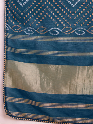 Bandhani printed with beautiful lace border firoji cotton silk saree