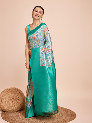 Rama green color ready to wear soft kanjivaram silk saree