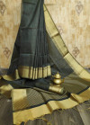 gray color soft Banglori raw silk  Zari Woven work saree