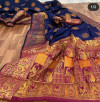 Blue color Pure Banarasi  weaving work saree