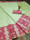 Green Color Soft Linen silk weaving work saree