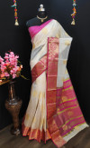 White color Kota doriya jacquard weaving saree