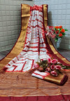 Maroon color  tassar silk saree with woven border