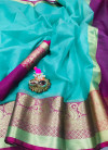 Blue color Kota Silk Weaving Work saree