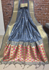Gray color Handloom cotton weaving saree