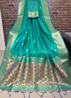 Rama green color Handloom cotton weaving saree