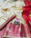Off white color Kota Silk Weaving Work saree