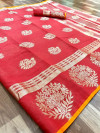Soft Linen Cotton Silk Zari weaving work saree