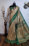 Green color Jute silk embroidered cut work Saree