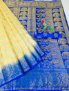 Blue color Nylon silk Weaving work saree