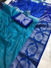 Firoji color soft Cotton Silk Zari weaving work Saree