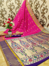 Pink color paithani silk weaving work saree