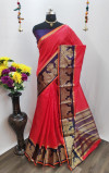 Red Color Cotton Silk Weaving Work Saree