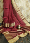 Red color soft Banglori raw silk  Zari Woven work saree