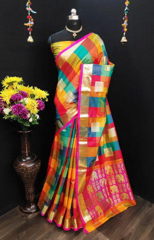 Soft Banarasi Silk Gold Zari work saree