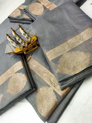 Soft Linen Silk Zari weaving work Saree