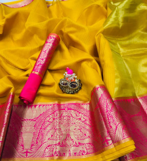 Yellow color Kota Silk Weaving Work saree