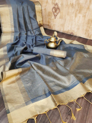 Blue color soft Banglori raw silk  Zari Woven work saree