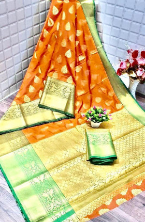 Banarasi Handloom Soft lichi Silk Zari Weaving Saree