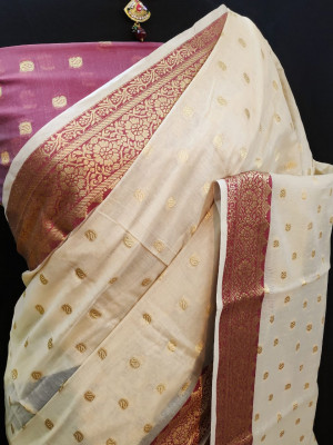 Pure Cotton Silk  jacquard weaving Work Saree