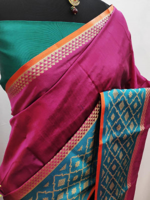 Pink Color Cotton Silk Weaving Work Saree