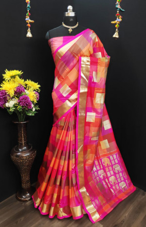 Soft Banarasi Silk Gold Zari work saree