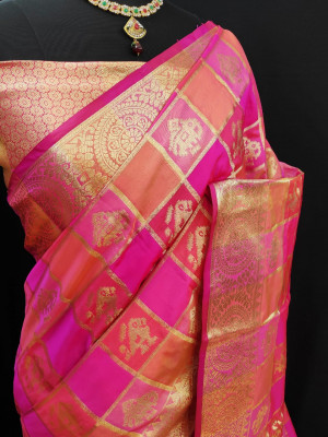 Pure Banarasi Lichi silk Woven work Saree