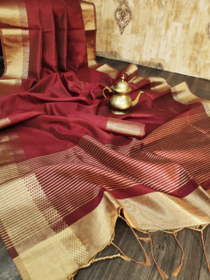 Red color soft Banglori raw silk  Zari Woven work saree