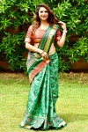 Green color patola silk saree with weaving work