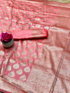 Peach kanchipuram silk handloom saree with zari work