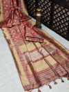 Pink color kadampalli tussar silk saree with zari woven work