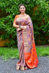 Gray color patola silk saree with weaving work