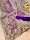 Purple organza silk saree with embroidery work