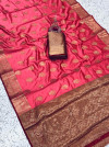 Gajari color soft silk saree with weaving work