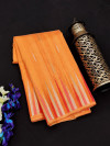 Orange color tussar silk weaving saree with ikat woven border