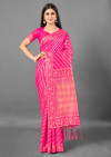 Pink color cotton silk saree with weaving work