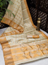 Yellow color art silk saree with satin woven border