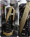 Black color georgette saree with weaving work