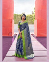 Navy blue color soft silk saree with weaving work