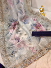 Gray organza silk saree with embroidery work