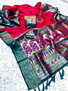 Pink color soft banarasi silk saree with zari woven work