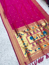 Pink color paithani silk saree with zari woven work