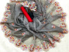 Gray color organza silk saree with embroidery work