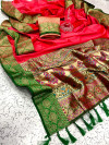 Gajari color soft banarasi silk saree with zari woven work