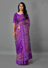Purple color manipuri silk saree with printed and weaving work