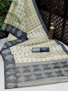 Gray color art silk saree with satin woven border