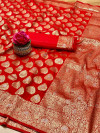 Red kanchipuram silk handloom saree with zari work