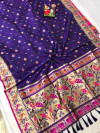 Violet color banarasi silk saree with golden zari weaving work